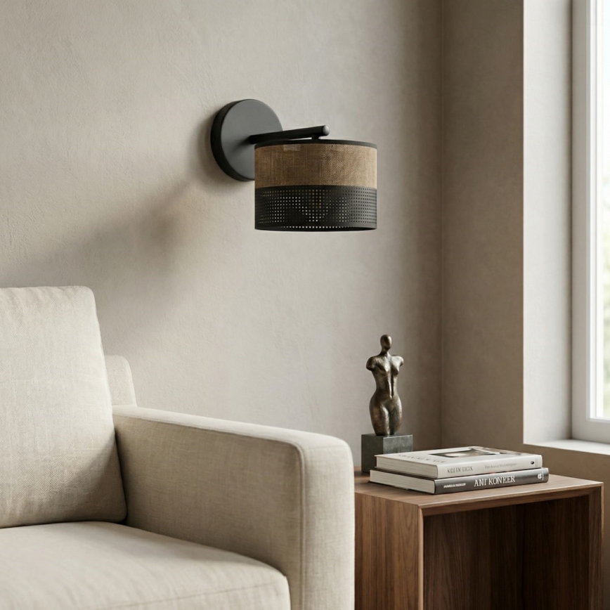 Væglampe KARBON 1xE27/15W/230V sort/brun