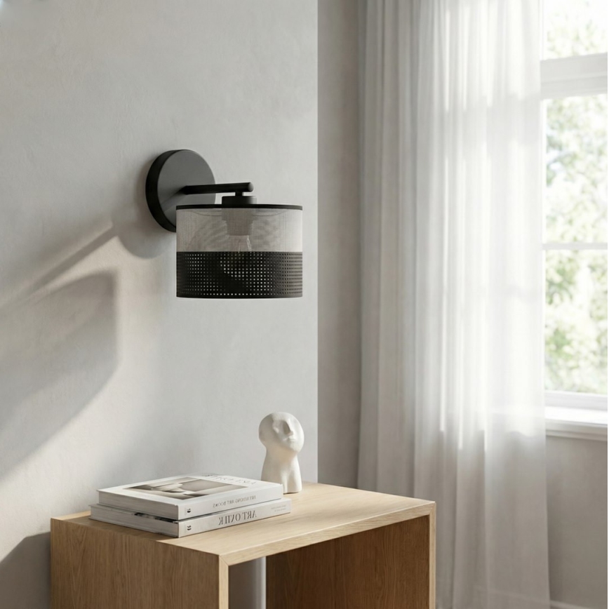 Væglampe KARBON 1xE27/15W/230V sort/grå
