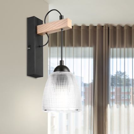 Væglampe LEANDRA 1xE27/15W/230V eg/sort