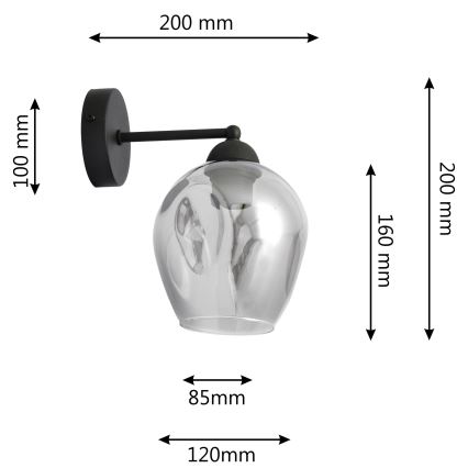 Væglampe LILI 1xE27/15W/230V sort/grå