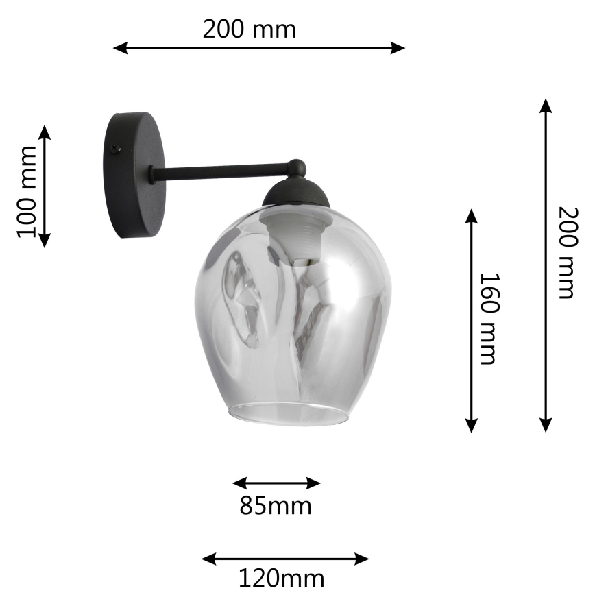 Væglampe LILI 1xE27/15W/230V sort/grå