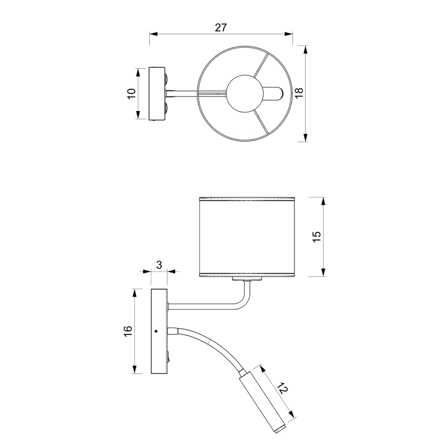 Væglampe LOFT SHADE 1xE27/60W+1xG9/8W/230V sort