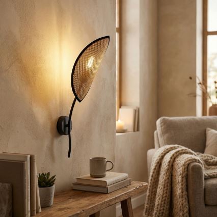 Væglampe LOTUS 1xE14/10W/230V sort/beige