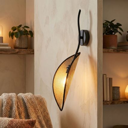 Væglampe LOTUS 1xE14/10W/230V sort/beige