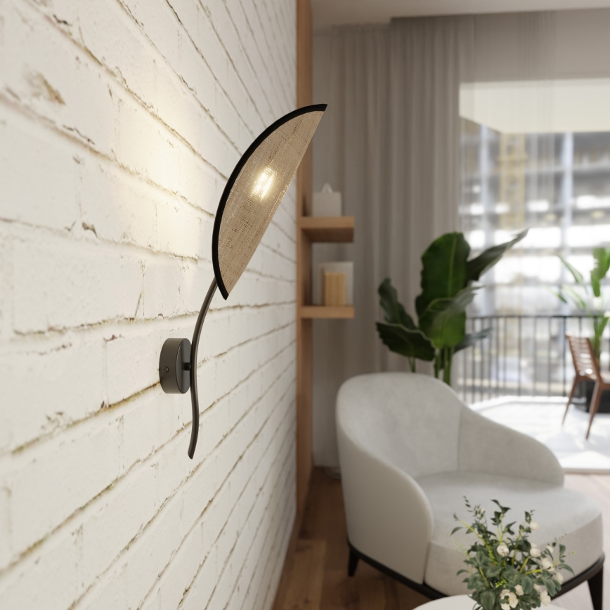 Væglampe LOTUS 1xE14/10W/230V sort/beige