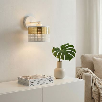 Væglampe LUX 1xE27/15W/230V hvid/guld