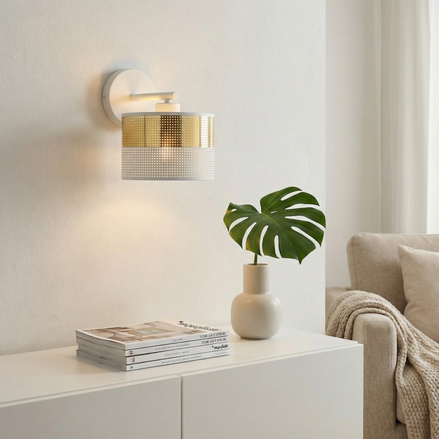 Væglampe LUX 1xE27/15W/230V hvid/guld