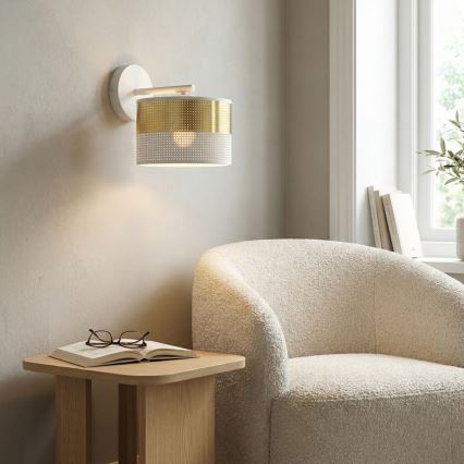 Væglampe LUX 1xE27/15W/230V hvid/guld