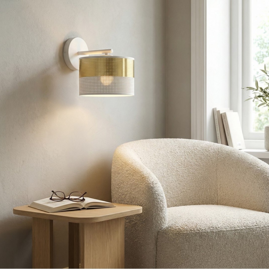 Væglampe LUX 1xE27/15W/230V hvid/guld