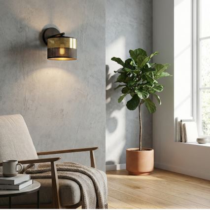 Væglampe LUX 1xE27/15W/230V sort/guld