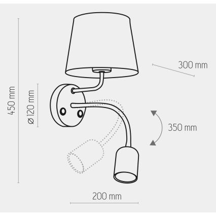 Væglampe MAJA 1xE27/15W/230V + 1xGU10/10W/230V sort