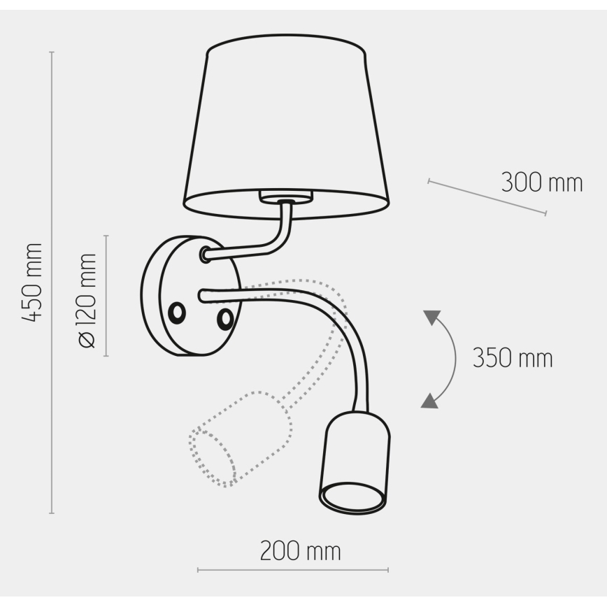 Væglampe MAJA 1xE27/15W/230V + 1xGU10/10W/230V sort