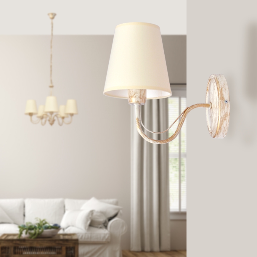 Væglampe MALBO 1xE27/15W/230V beige