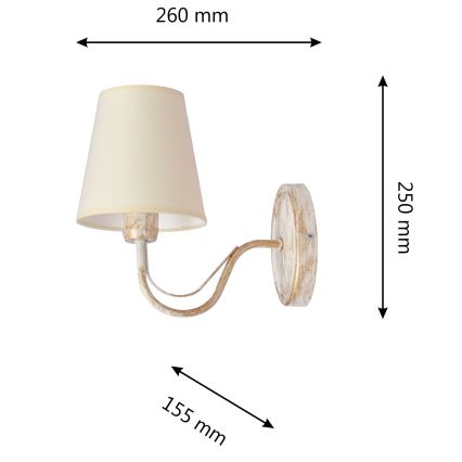 Væglampe MALBO 1xE27/15W/230V beige