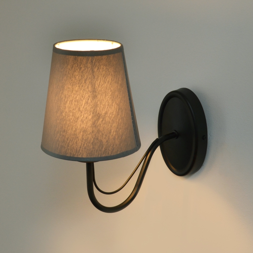 Væglampe MALBO 1xE27/15W/230V grå/sort