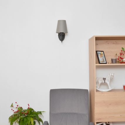 Væglampe MALBO 1xE27/15W/230V grå/sort