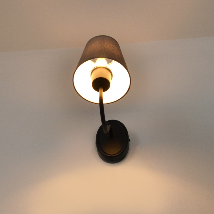 Væglampe MALBO 1xE27/15W/230V grå/sort