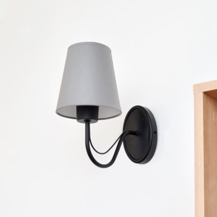 Væglampe MALBO 1xE27/15W/230V grå/sort