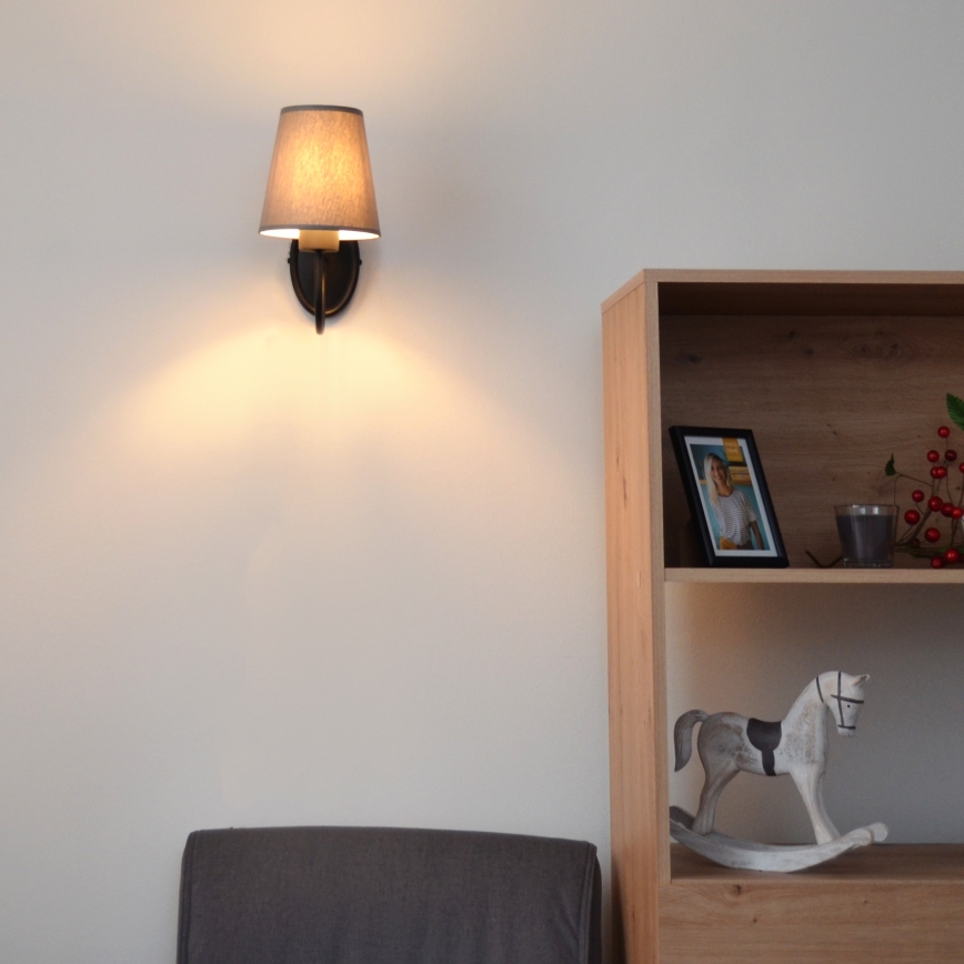 Væglampe MALBO 1xE27/15W/230V grå/sort