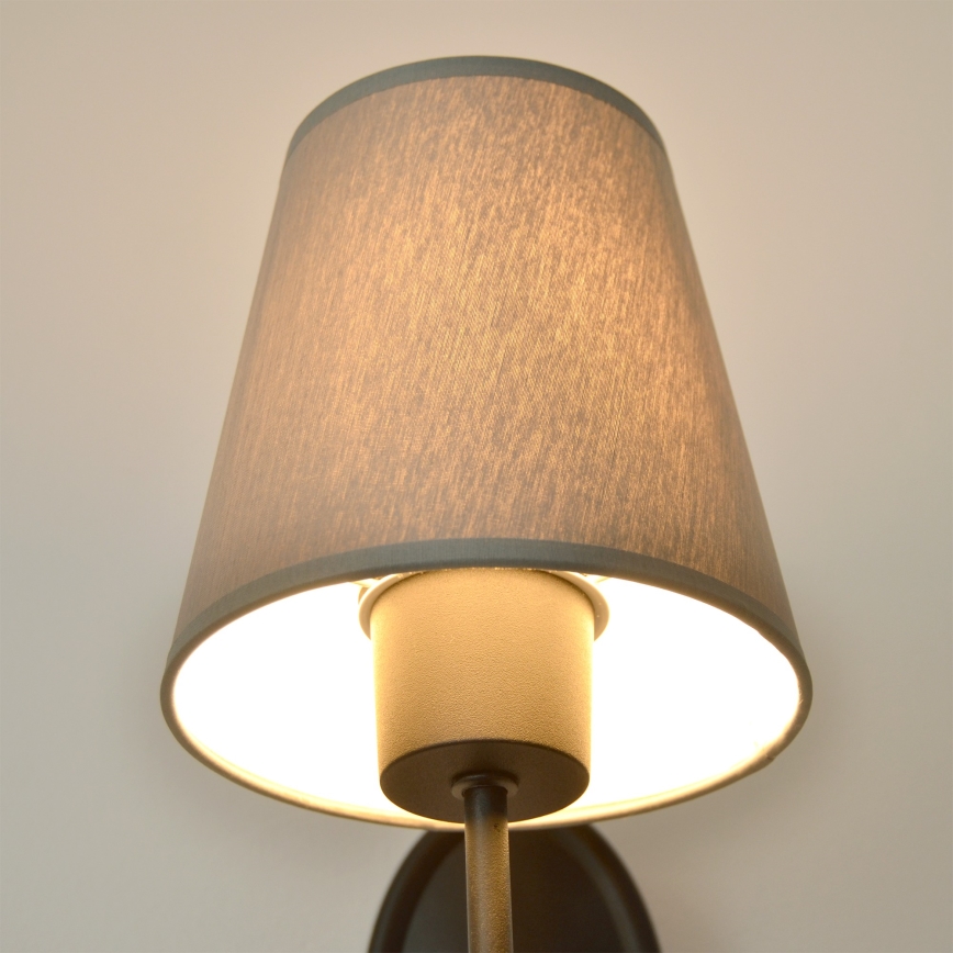 Væglampe MALBO 1xE27/15W/230V grå/sort