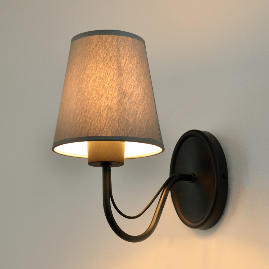 Væglampe MALBO 1xE27/15W/230V grå/sort