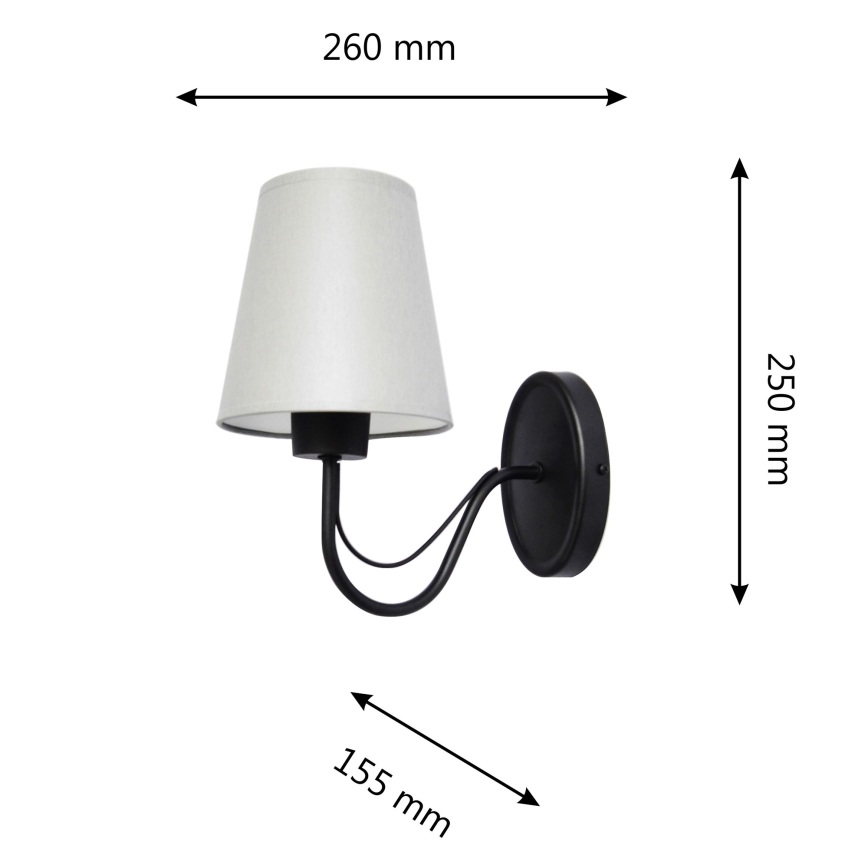 Væglampe MALBO 1xE27/15W/230V grå/sort