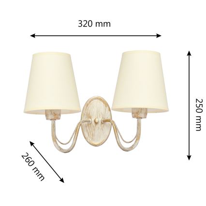 Væglampe MALBO 2xE27/15W/230V beige