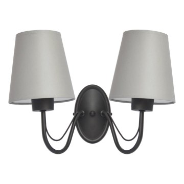 Væglampe MALBO 2xE27/15W/230V grå/sort