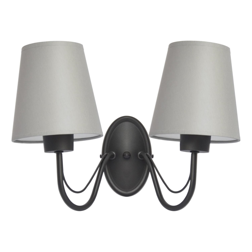 Væglampe MALBO 2xE27/15W/230V grå/sort