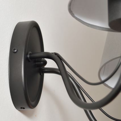 Væglampe MALBO 2xE27/15W/230V grå/sort