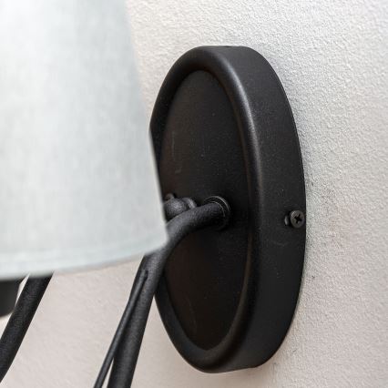 Væglampe MALBO 2xE27/15W/230V grå/sort