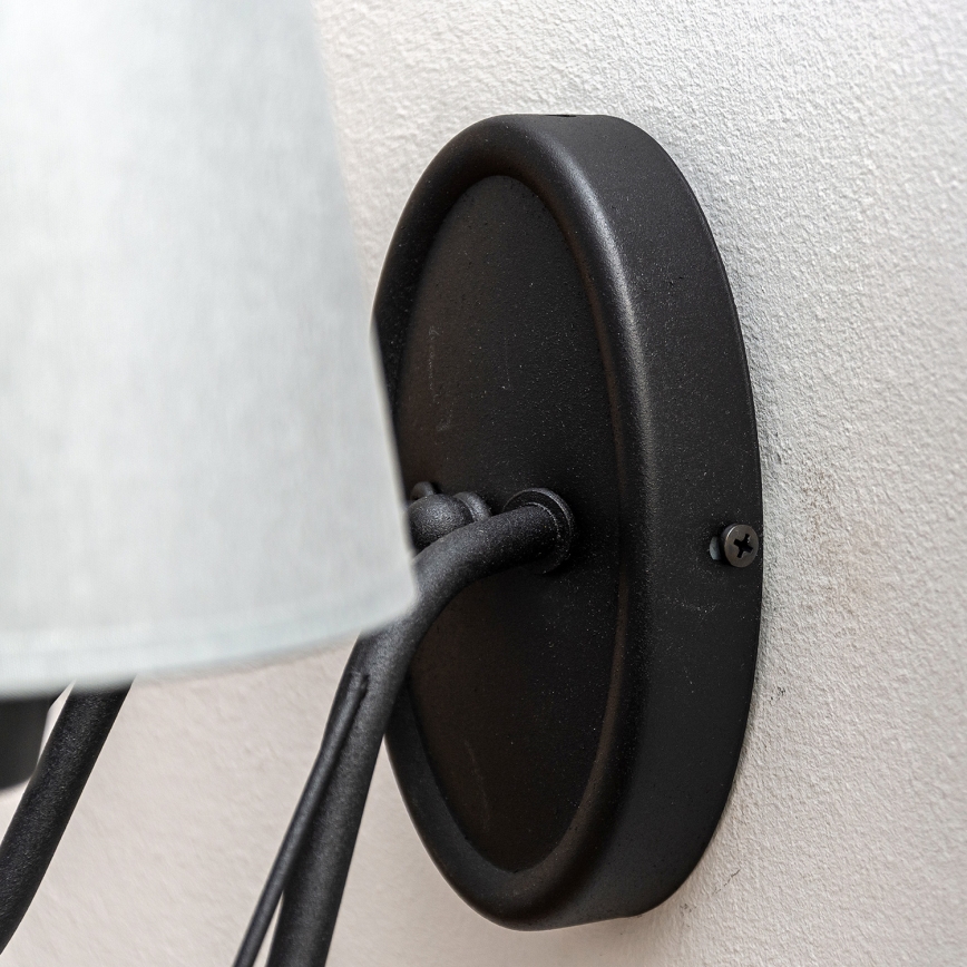 Væglampe MALBO 2xE27/15W/230V grå/sort