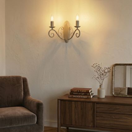 Væglampe MAURO 2xE14/15W/230V beige