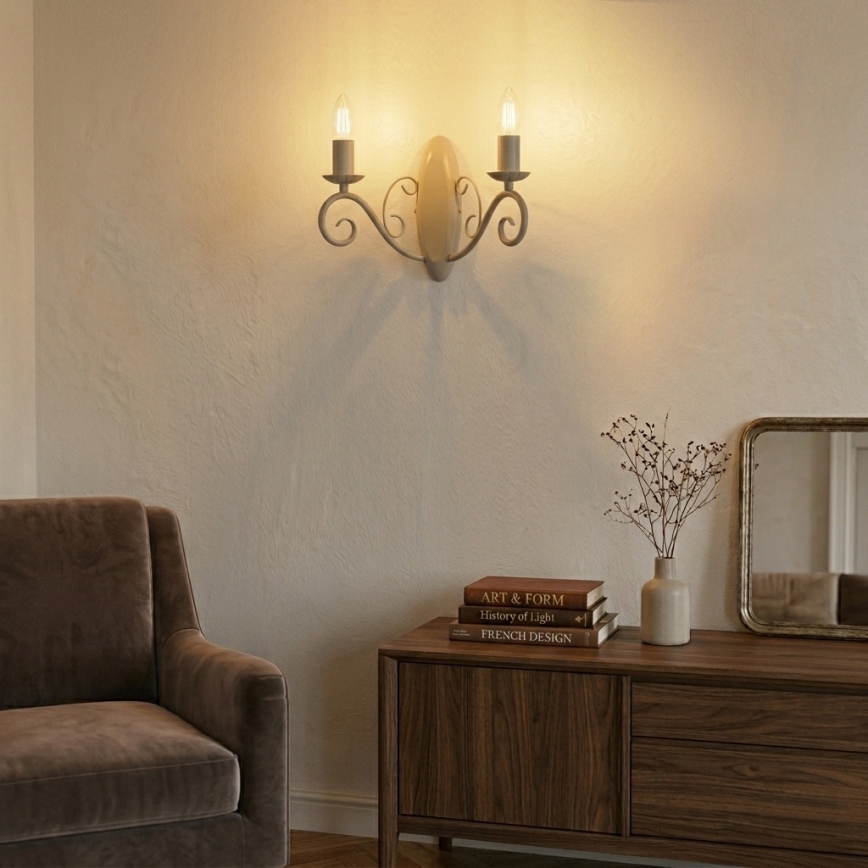 Væglampe MAURO 2xE14/15W/230V beige