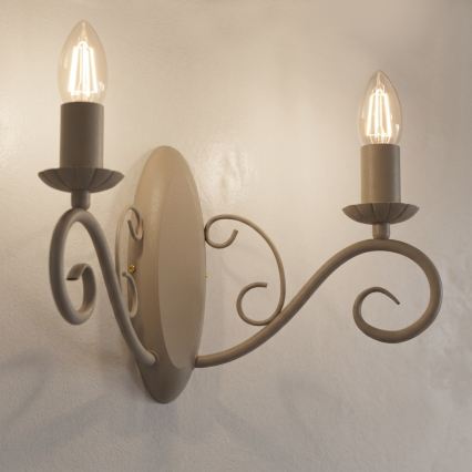 Væglampe MAURO 2xE14/15W/230V beige
