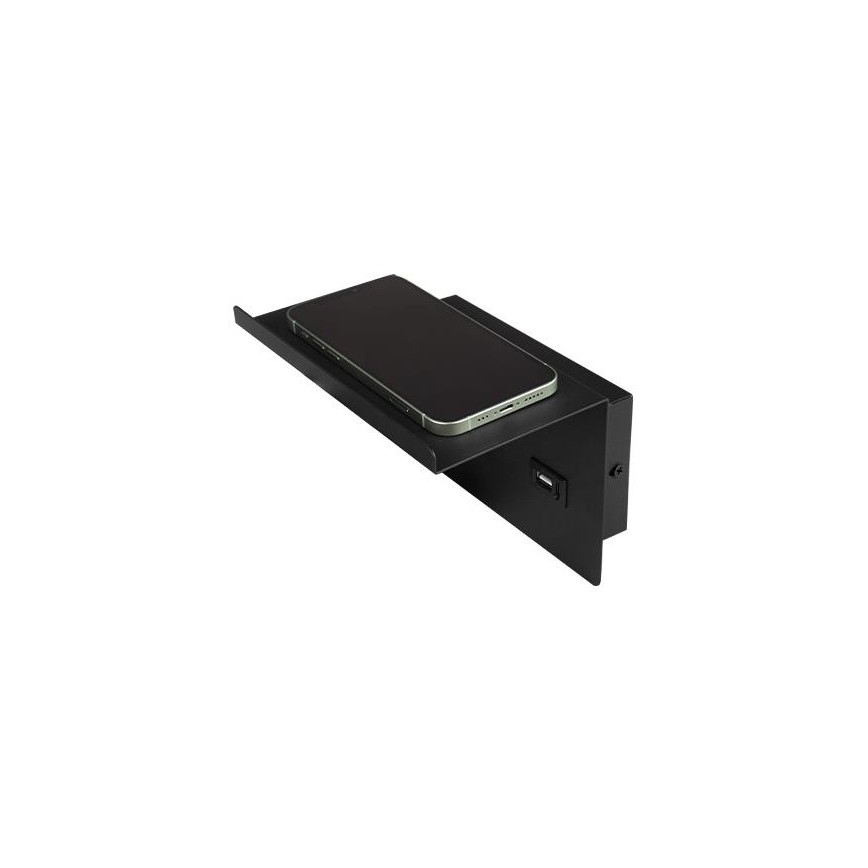 Væglampe med spotlight, hylde og USB-oplader 1xG9/35W/230V sort/guld