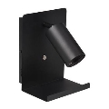 Væglampe med spot, hylde og USB-oplader 1xGU10/35W/230V sort