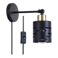 Væglampe med spot og afbryder ELEN 1xE27/35W/230V, sort/guld