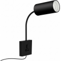 Væglampe med USB PUNTO 1xGU10/9W/230V sort