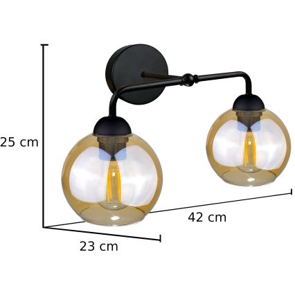 Væglampe MELLE BLACK 2xE27/60W/230V