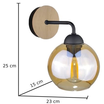 Væglampe MELLE WOOD 1xE27/60W/230V