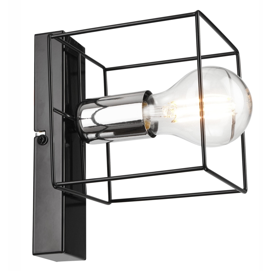 Væglampe MIKA 1xE27/60W/230V sort/skinnende krom