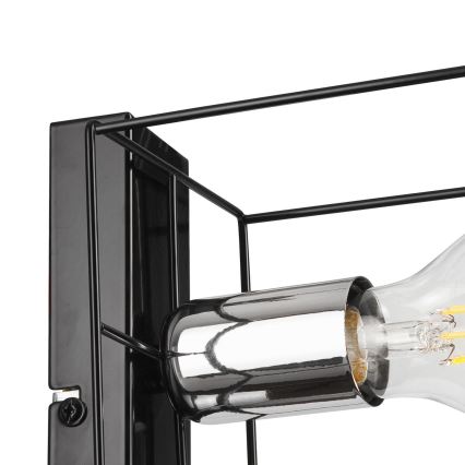 Væglampe MIKA 1xE27/60W/230V sort/skinnende krom