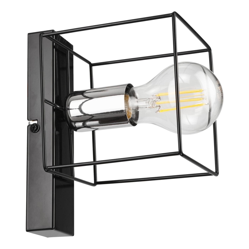 Væglampe MIKA 1xE27/60W/230V sort/skinnende krom