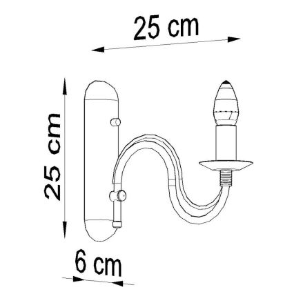 Væglampe MINERWA 1xE14/40W/230V antik sort