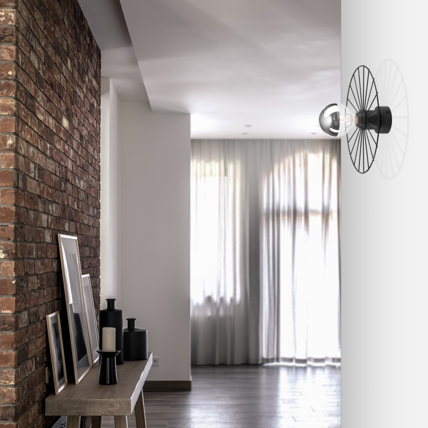 Væglampe MONTANA 1xE27/15W/230V diameter 30 cm sort