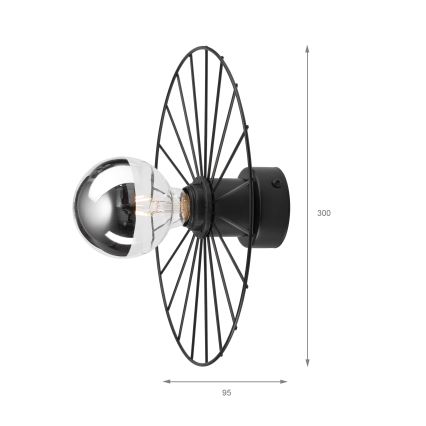 Væglampe MONTANA 1xE27/15W/230V diameter 30 cm sort