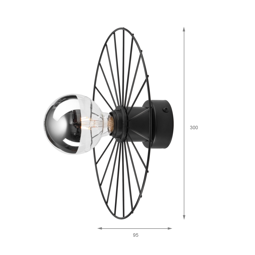 Væglampe MONTANA 1xE27/15W/230V diameter 30 cm sort