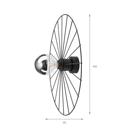Væglampe MONTANA 1xE27/15W/230V diameter 45 cm sort