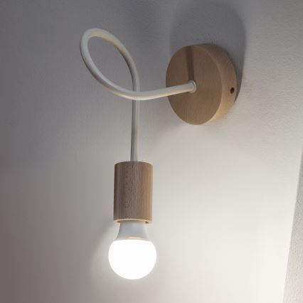 Væglampe OXFORD 1xE27/15W/230V fyrretræ/cremefarvet